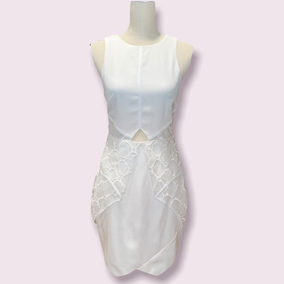 Lumier by Bariano Sleeveless Cream Overlay Geometric Dress Size S - Picture 1 of 10